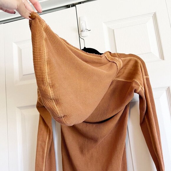 Free People Margo Bran Burnt Orange Waffle Knit Hoodie Women's Size X-Small XS - Picture 9 of 9